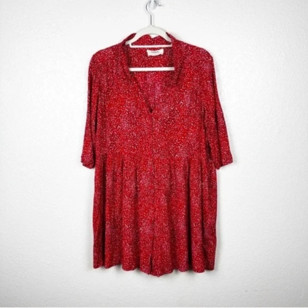 Ba&sh Alma Shift Dress in Rouge Red Geometric Print Size 1 (Small)